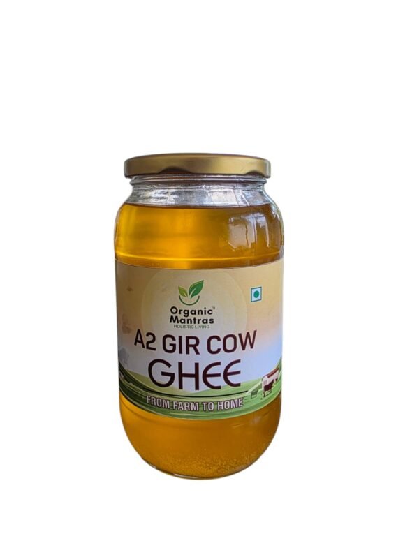 ORGANIC MANTRAS A2 Gir Cow Ghee | Desi Ghee Made from Grass-Fed Gir Cow Milk | Traditional Bilona Method | Pure, Natural, Organic, Lactose-Free | 1000ml